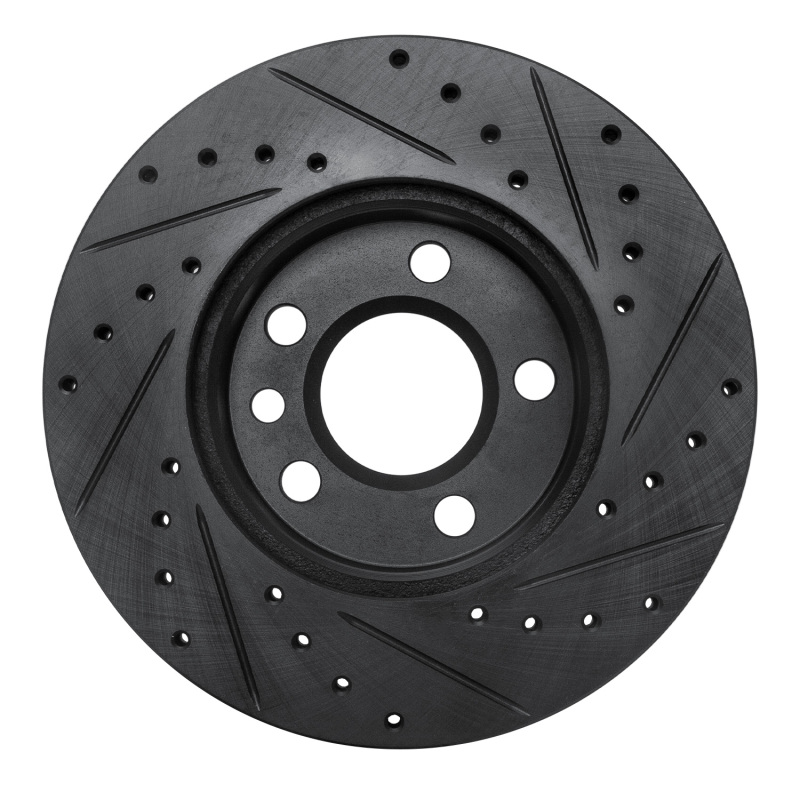 Volkswagen EuroVan Brake Rotor (1) - Front Left - R1 Concepts - Drilled & Slotted - Black - `96-`00